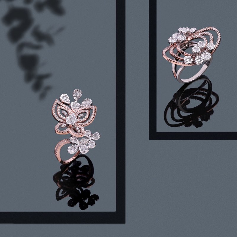 Jewellery design sketches and pieces